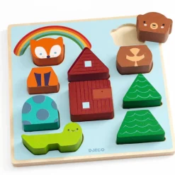Puzzle d'encastrement et jeu de construction "Puzz & Match Rainbow" 1078<Djeco Outlet