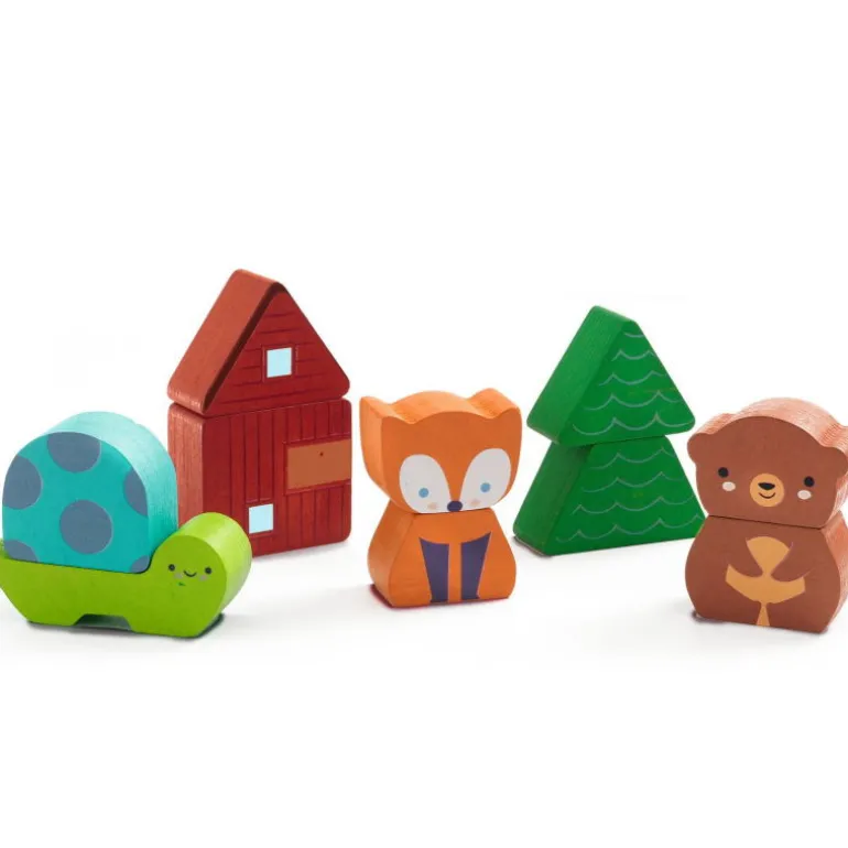 Puzzle d'encastrement et jeu de construction "Puzz & Match Rainbow" 1078<Djeco Outlet