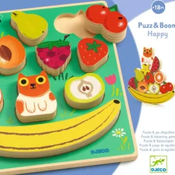Puzzle d'encastrement et jeu d'équilibre "Puzz & Boom Happy" 1073<Djeco Hot