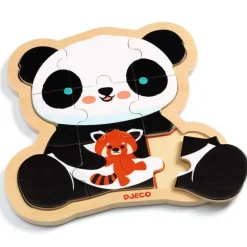 Puzzle en bois 'Puzzlo Panda' 9 pcs 1821<Djeco Hot