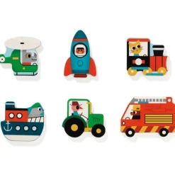 Puzzle en bois véhicules 'Puzzlo Vroom' 22 pcs 1831<Djeco Flash Sale