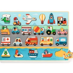Puzzle en bois véhicules 'Puzzlo Vroom' 22 pcs 1831<Djeco Flash Sale