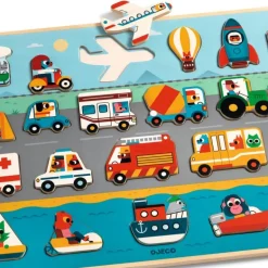 Puzzle en bois véhicules 'Puzzlo Vroom' 22 pcs 1831<Djeco Flash Sale