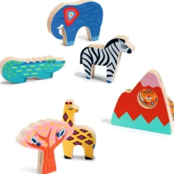 Puzzle relief en bois Savana Story, jeu d'encastrement 1068<Djeco Fashion