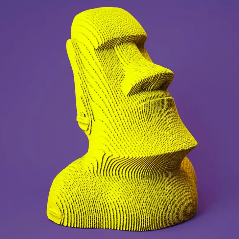 Puzzle sculpture 3D en carton - Statue Moaï Ile de Pâques -<Cartonic Cheap