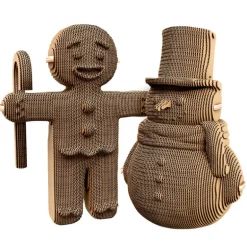 Puzzle sculpture 3D en carton - Bonhomme en pain d'épices & Bonhomme de neige -<Cartonic Outlet