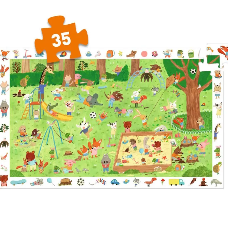 "Le square des petits amis" Puzzle observation 35 pcs 7596<Djeco Cheap