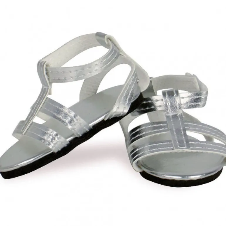 Sandales argentées pour poupées de 39 à 48 cm<Petitcollin Store