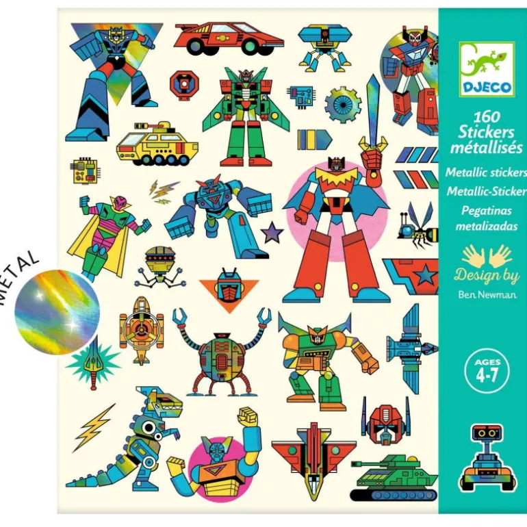 Stickers métallisés "Robots" 9276<Djeco Fashion