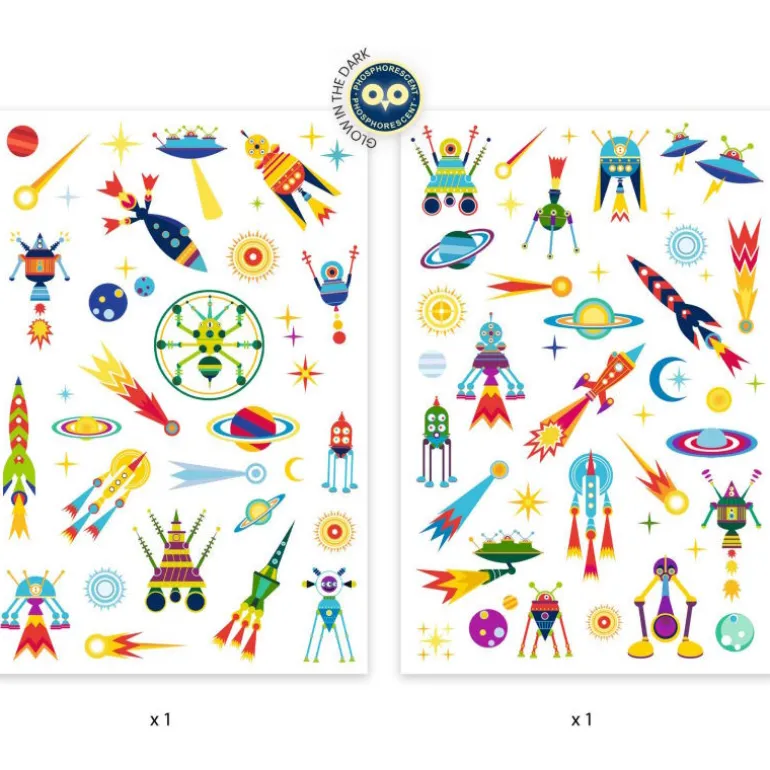 Tatouages phosphorescents 'Space oddity' 9590<Djeco Shop
