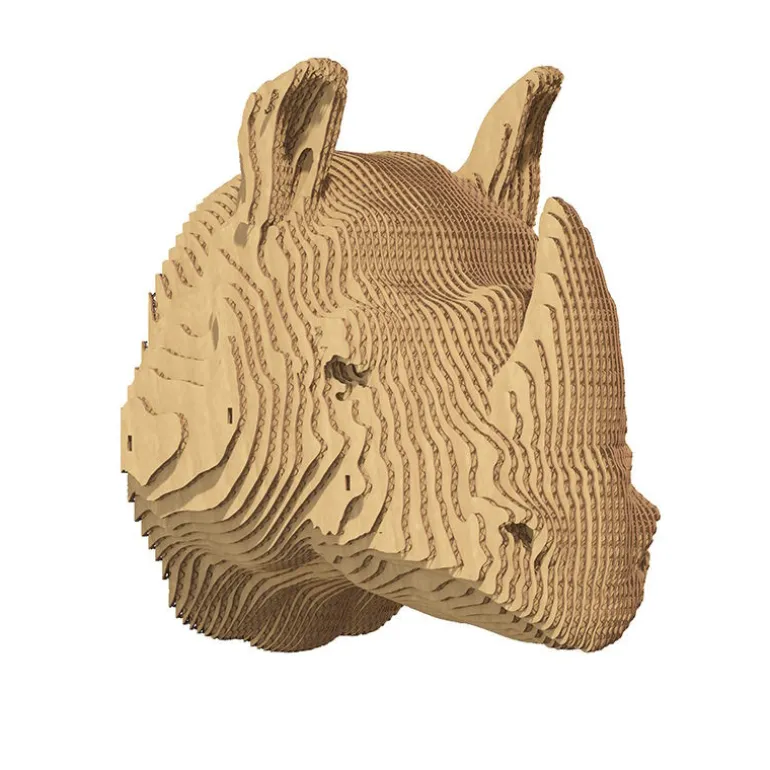 Trophée mural décoratif - Sculpture 3D en carton - Rhinocéros - Wall puzzle<Cartonic Discount
