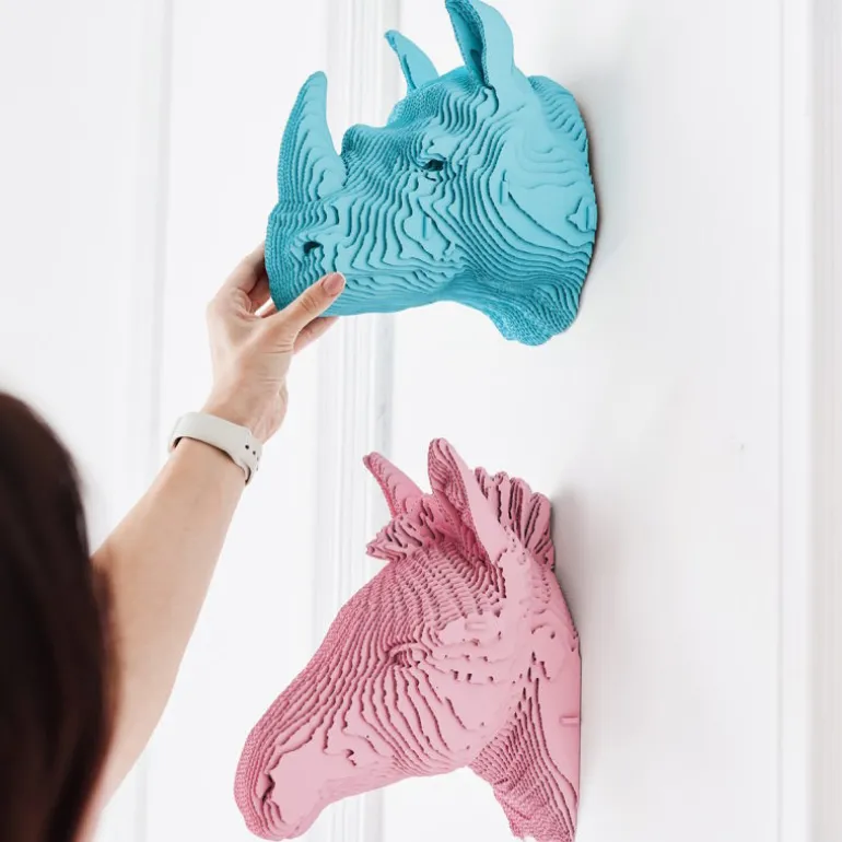 Trophée mural décoratif - Sculpture 3D en carton - Rhinocéros - Wall puzzle<Cartonic Discount