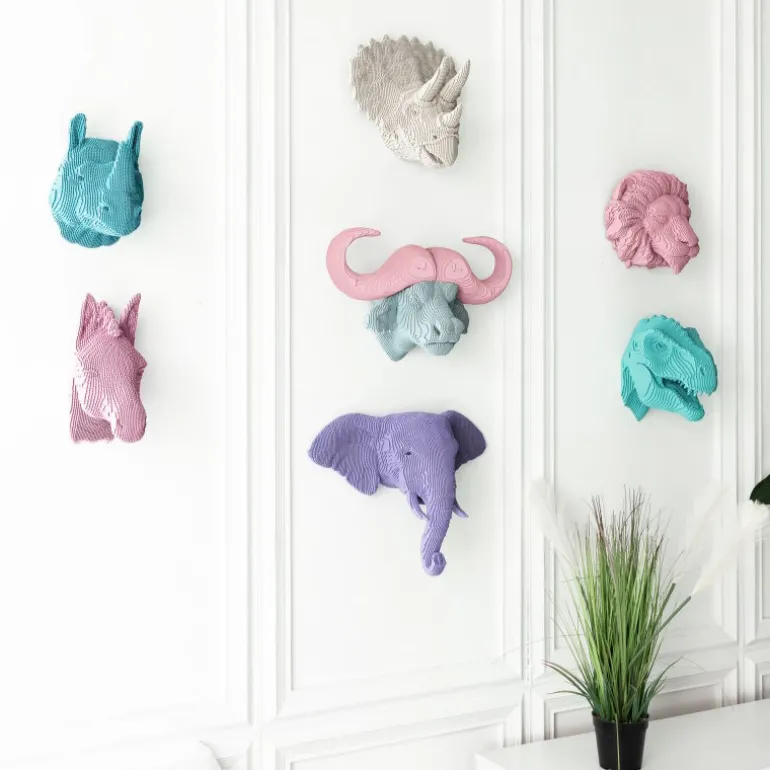 Trophée mural décoratif - Sculpture 3D en carton - Tricératops - Wall puzzle<Cartonic Clearance