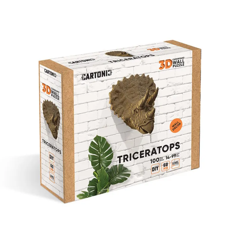 Trophée mural décoratif - Sculpture 3D en carton - Tricératops - Wall puzzle<Cartonic Clearance